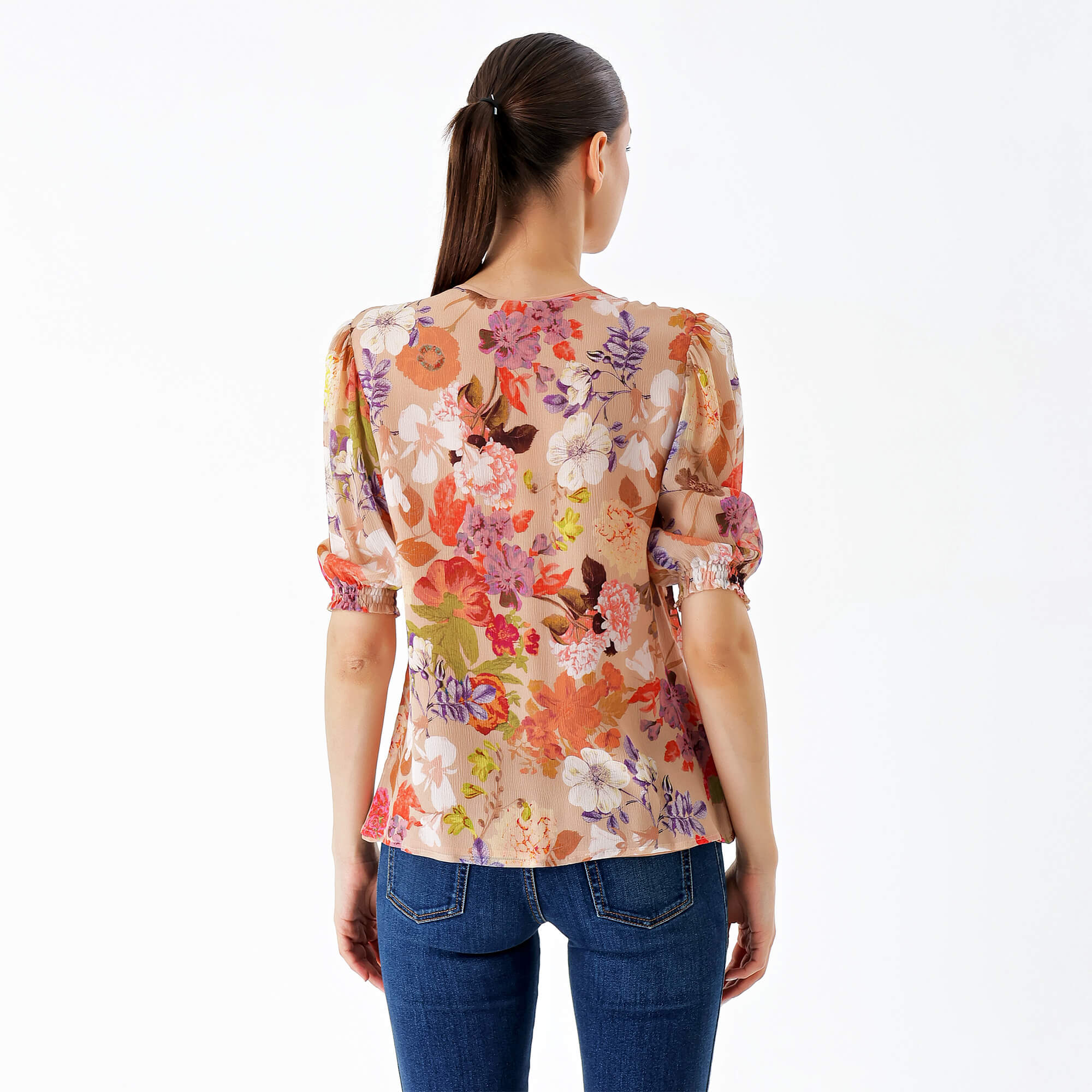 Etro-Pink Silk-Blend Floral Printed Blouse